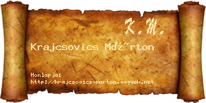 Krajcsovics Márton névjegykártya